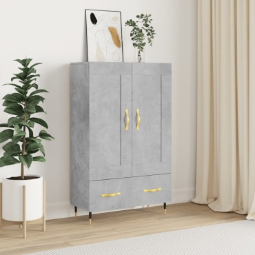 vidaXL Ντουλάπα Γκρι Σκυροδέματος 69,5x31x115cm Επεξεργ. Ξύλο 1 τεμ.