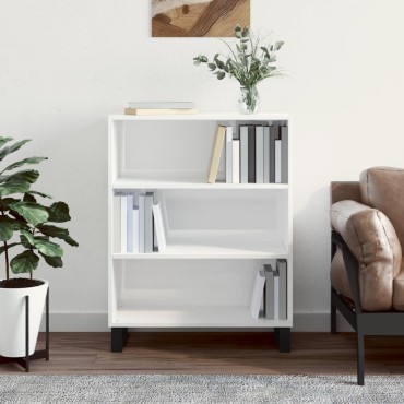 vidaXL Ραφιέρα Γυαλιστερό Λευκό 69,5x32,5x90cm από Επεξεργ. Ξύλο 1 τεμ.