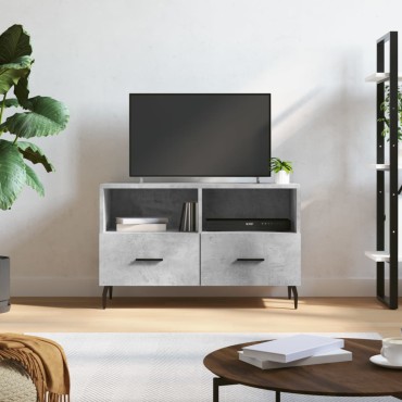vidaXL Έπιπλο Τηλεόρασης Γκρι Σκυροδέματος 80x36x50cm Επεξεργ. Ξύλο