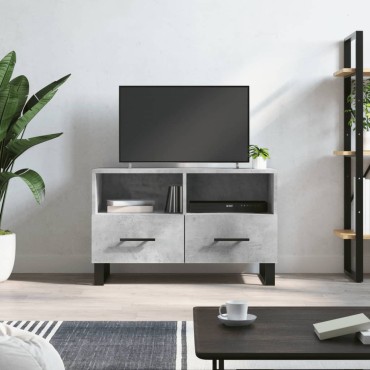 vidaXL Έπιπλο Τηλεόρασης Γκρι Σκυροδέματος 80x36x50cm Επεξεργ. Ξύλο