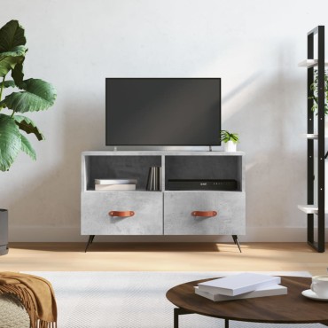 vidaXL Έπιπλο Τηλεόρασης Γκρι Σκυροδέματος 80x36x50cm Επεξεργ. Ξύλο