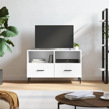 vidaXL Έπιπλο Τηλεόρασης Γυαλ. Λευκό 80x36x50cm Επεξεργασμένο Ξύλο