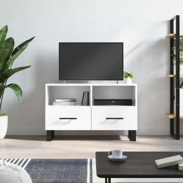 vidaXL Έπιπλο Τηλεόρασης Γυαλ. Λευκό 80x36x50cm Επεξεργασμένο Ξύλο