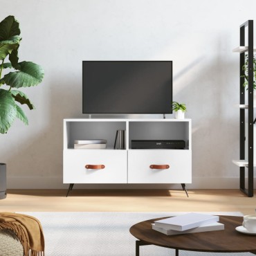 vidaXL Έπιπλο Τηλεόρασης Γυαλ. Λευκό 80x36x50cm Επεξεργασμένο Ξύλο