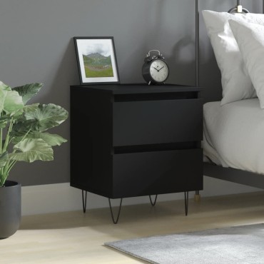 vidaXL Κομοδίνο Μαύρο 40x35x50cm από Επεξεργασμένο Ξύλο 1 τεμ.