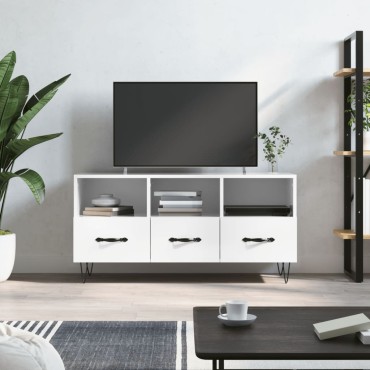 vidaXL Έπιπλο Τηλεόρασης Γυαλ. Λευκό 102x36x50cm Επεξεργασμένο Ξύλο