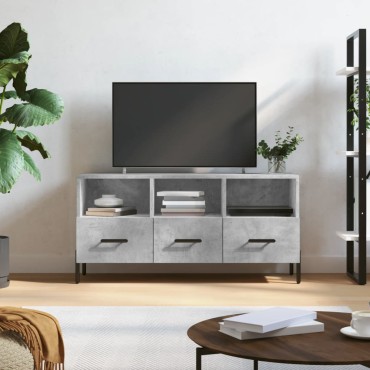 vidaXL Έπιπλο Τηλεόρασης Γκρι Σκυροδέματος 102x36x50cm Επεξ. Ξύλο