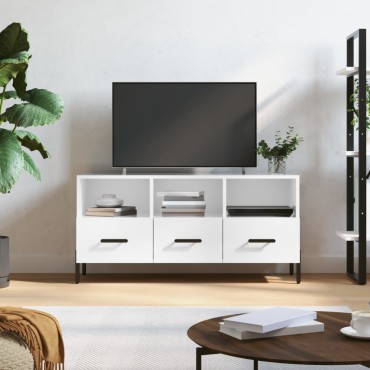 vidaXL Έπιπλο Τηλεόρασης Γυαλ. Λευκό 102x36x50cm Επεξεργασμένο Ξύλο