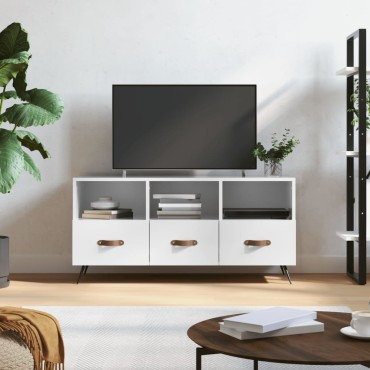 vidaXL Έπιπλο Τηλεόρασης Γυαλ. Λευκό 102x36x50cm Επεξεργασμένο Ξύλο