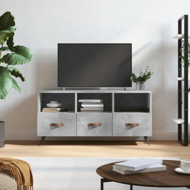 vidaXL Έπιπλο Τηλεόρασης Γκρι Σκυροδέματος 102x36x50cm Επεξ. Ξύλο