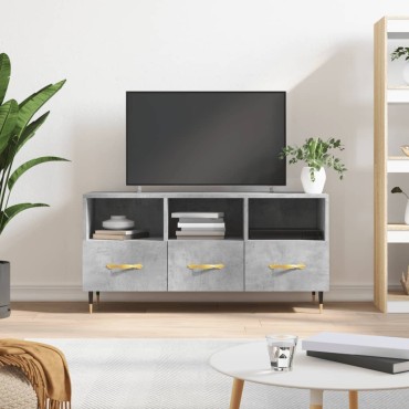 vidaXL Έπιπλο Τηλεόρασης Γκρι Σκυροδέματος 102x36x50cm Επεξ. Ξύλο