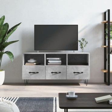 vidaXL Έπιπλο Τηλεόρασης Γκρι Σκυροδέματος 102x36x50cm Επεξ. Ξύλο