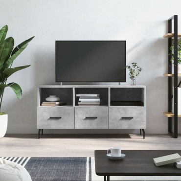 vidaXL Έπιπλο Τηλεόρασης Γκρι Σκυροδέματος 102x36x50cm Επεξ. Ξύλο
