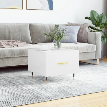vidaXL Τραπεζάκι Σαλονιού Γυαλ. Λευκό 50x50x40cm Επεξεργ. Ξύλο 1 τεμ.
