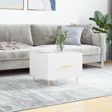 vidaXL Τραπεζάκι Σαλονιού Γυαλ. Λευκό 50x50x40cm Επεξεργ. Ξύλο 1 τεμ.