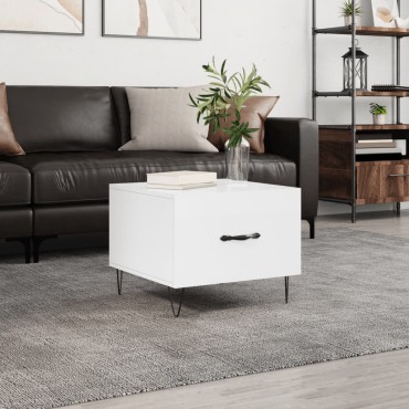 vidaXL Τραπεζάκι Σαλονιού Γυαλ. Λευκό 50x50x40cm Επεξεργ. Ξύλο 1 τεμ.