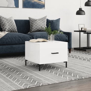 vidaXL Τραπεζάκι Σαλονιού Γυαλ. Λευκό 50x50x40cm Επεξεργ. Ξύλο 1 τεμ.