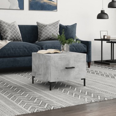 vidaXL Τραπεζάκι Σαλονιού Γκρι Σκυροδ. 50x50x40cm Επεξεργ. Ξύλο 1 τεμ.