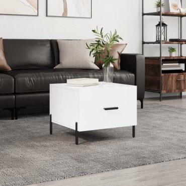 vidaXL Τραπεζάκι Σαλονιού Γυαλ. Λευκό 50x50x40cm Επεξεργ. Ξύλο 1 τεμ.