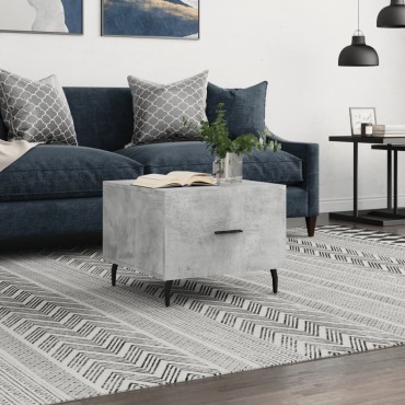 vidaXL Τραπεζάκι Σαλονιού Γκρι Σκυροδ. 50x50x40cm Επεξεργ. Ξύλο 1 τεμ.