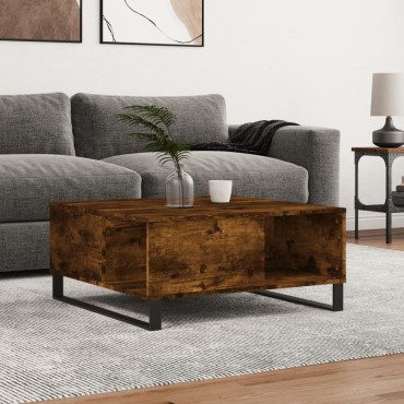 vidaXL Τραπεζάκι Σαλονιού Καπνιστή Δρυς 80x80x36,5cm Επεξεργασμ. Ξύλο 1 τεμ.