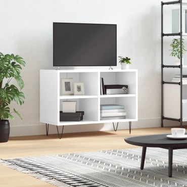 vidaXL Έπιπλο Τηλεόρασης Γυαλ. Λευκό 69,5x30x50cm Επεξεργασμένο Ξύλο