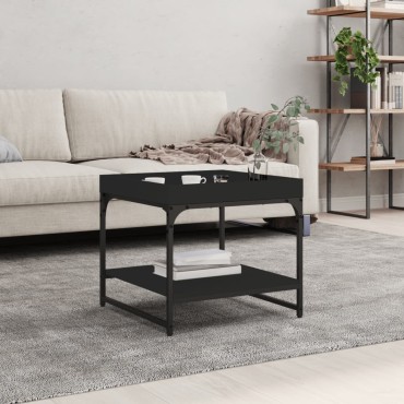 vidaXL Τραπεζάκι Σαλονιού Μαύρο 49,5x49,5x45cm Επεξεργασμένο Ξύλο 1 τεμ.