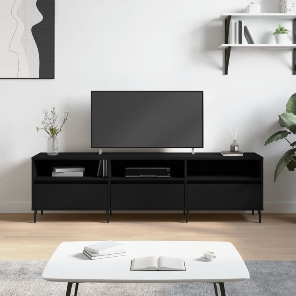 vidaXL Έπιπλο Τηλεόρασης Μαύρο 150x30x44,5cm Επεξεργασμένο Ξύλο