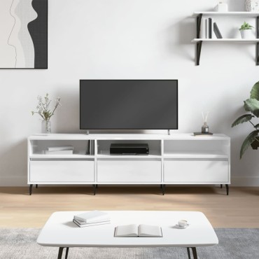 vidaXL Έπιπλο Τηλεόρασης Γυαλ. Λευκό 150x30x44,5cm Επεξεργασμένο Ξύλο