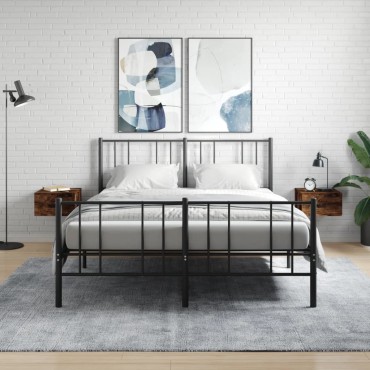 vidaXL Κομοδίνα Επιτοίχια 2 τεμ. Καπνιστή Δρυς 35x35x20cm