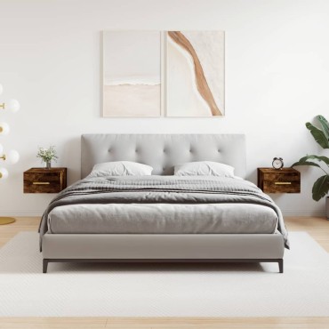 vidaXL Κομοδίνα Επιτοίχια 2 τεμ. Καπνιστή Δρυς 35x35x20cm