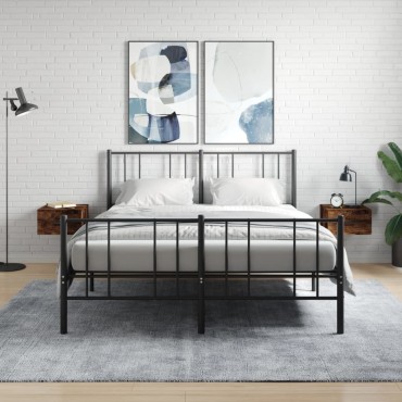 vidaXL Κομοδίνα Επιτοίχια 2 τεμ. Καπνιστή Δρυς 35x35x20cm