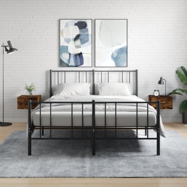 vidaXL Κομοδίνα Επιτοίχια 2 τεμ. Καπνιστή Δρυς 35x35x20cm