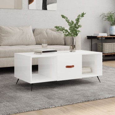 vidaXL Τραπεζάκι Σαλονιού Γυαλ. Λευκό 102x50x40cm Επεξεργ. Ξύλο 1 τεμ.