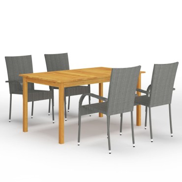 vidaXL Σετ Τραπεζαρίας Κήπου 5 τεμ. Γκρι 150x90x74cm