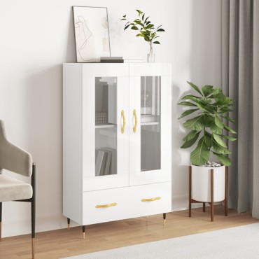 vidaXL Ντουλάπα Γυαλ. Λευκό 69,5x31x115cm από Επεξεργασμένο Ξύλο 1 τεμ.