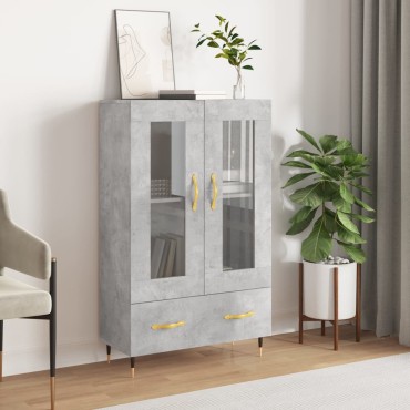 vidaXL Ντουλάπα Γκρι Σκυροδέματος 69,5x31x115cm Επεξεργ. Ξύλο 1 τεμ.