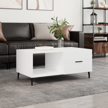 vidaXL Τραπεζάκι Σαλονιού Γυαλ. Λευκό 90x50x40cm Επεξεργ. Ξύλο 1 τεμ.