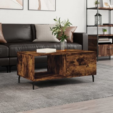 vidaXL Τραπεζάκι Σαλονιού Καπνιστή Δρυς 90x50x40cm Επεξεργασμ. Ξύλο 1 τεμ.