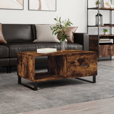 vidaXL Τραπεζάκι Σαλονιού Καπνιστή Δρυς 90x50x40cm Επεξεργασμ. Ξύλο 1 τεμ.