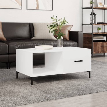 vidaXL Τραπεζάκι Σαλονιού Γυαλ. Λευκό 90x50x40cm Επεξεργ. Ξύλο 1 τεμ.