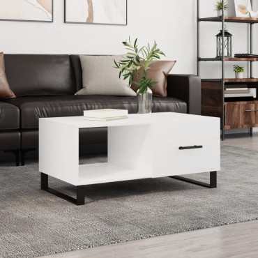 vidaXL Τραπεζάκι Σαλονιού Γυαλ. Λευκό 90x50x40cm Επεξεργ. Ξύλο 1 τεμ.