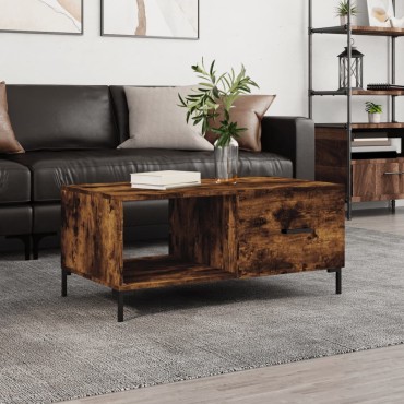 vidaXL Τραπεζάκι Σαλονιού Καπνιστή Δρυς 90x50x40cm Επεξεργασμ. Ξύλο 1 τεμ.