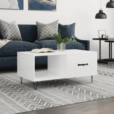vidaXL Τραπεζάκι Σαλονιού Γυαλ. Λευκό 90x50x40cm Επεξεργ. Ξύλο 1 τεμ.