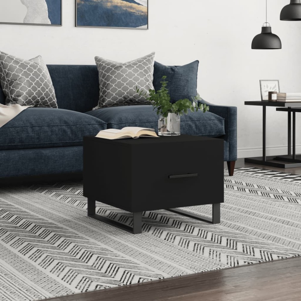 vidaXL Τραπεζάκι Σαλονιού Μαύρο 50x50x40cm από Επεξεργασμένο Ξύλο 1 τεμ.