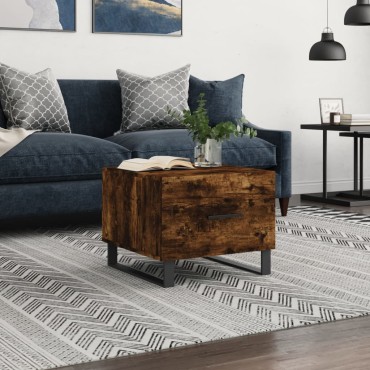 vidaXL Τραπεζάκι Σαλονιού Καπνιστή Δρυς 50x50x40cm Επεξεργασμ. Ξύλο 1 τεμ.