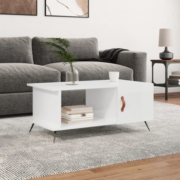 vidaXL Τραπεζάκι Σαλονιού Γυαλ. Λευκό 90x50x40cm Επεξεργ. Ξύλο 1 τεμ.