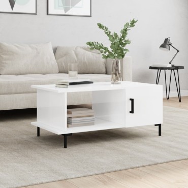 vidaXL Τραπεζάκι Σαλονιού Γυαλ. Λευκό 90x50x40cm Επεξεργ. Ξύλο 1 τεμ.