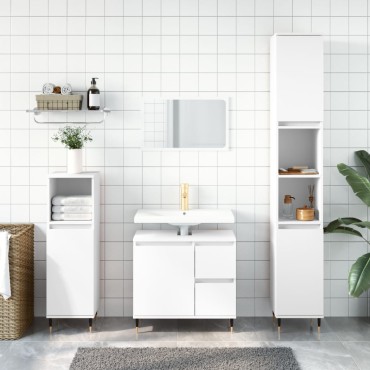 vidaXL Ντουλάπι Μπάνιου Λευκό 30x30x190cm από Επεξεργασμένο Ξύλο