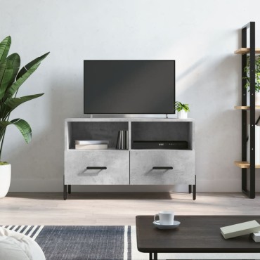 vidaXL Έπιπλο Τηλεόρασης Γκρι Σκυροδέματος 80x36x50cm Επεξεργ. Ξύλο